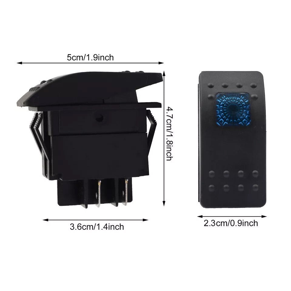 10PCS Waterproof Marine Boat Car Rocker Switch 12-24V SPST ON-OFF 4PIN Blue LED