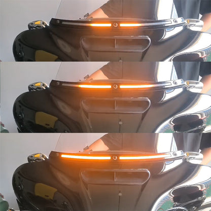 LED Running Turn Signal Light Windshield Trim for 2014+ Electra Glide Chrome