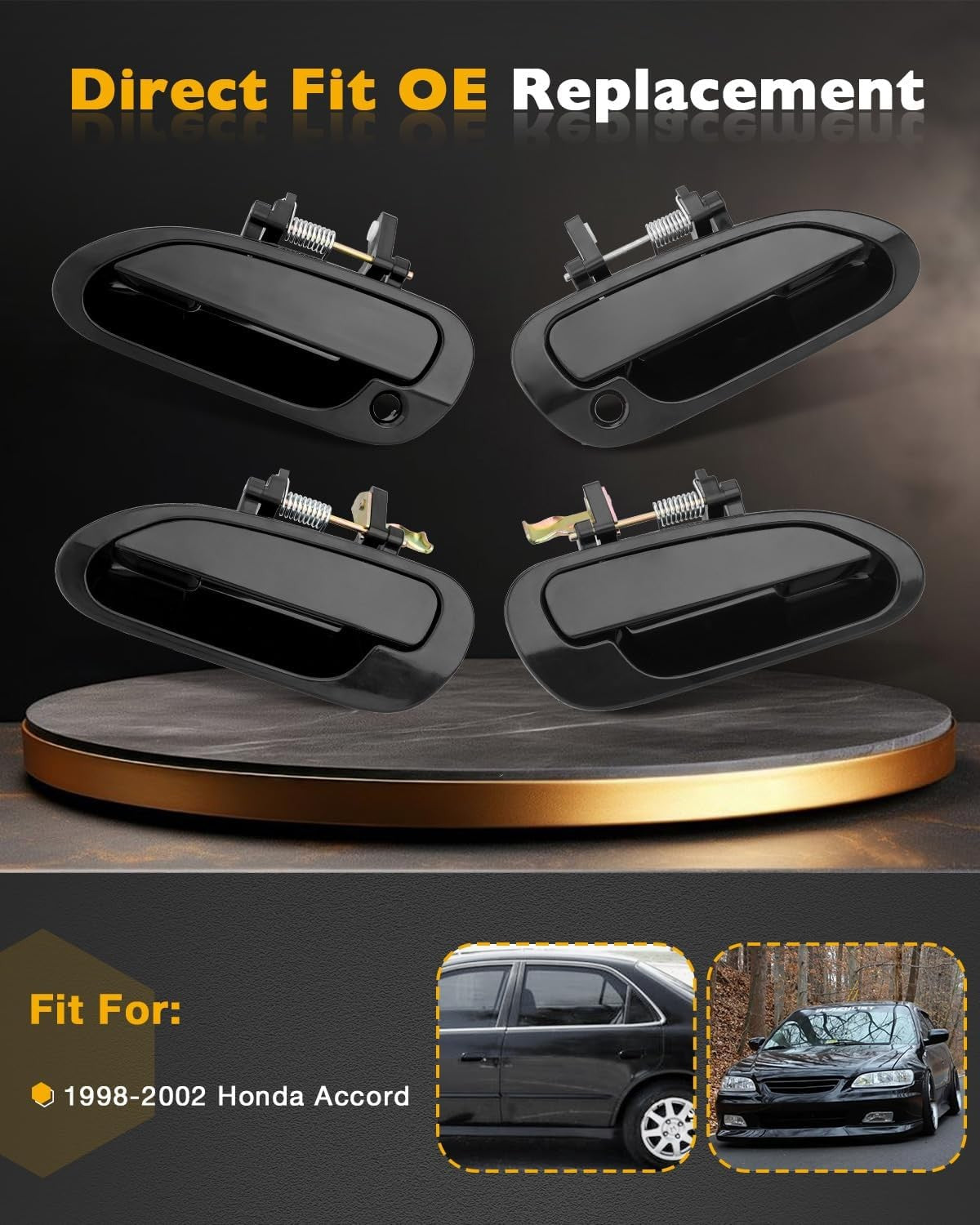 4Pcs Outside Exterior Door Handles Front & Rear Side Fit 1998-2002 Honda Accord