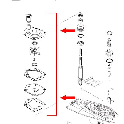 Water Pump Repair Kit for Mercury Mariner 25-50 HP Outboard - 821354A2, 18-4531