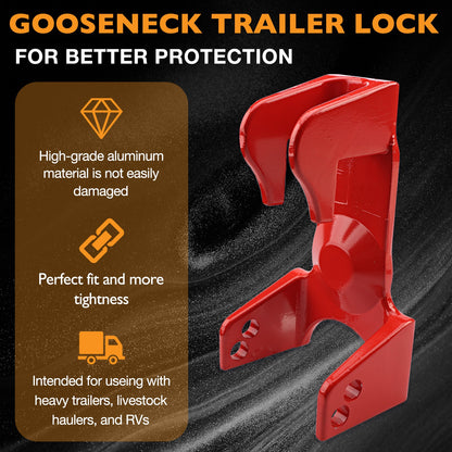 Gooseneck Trailer Hitch Lock w/ 2x key lock For RV Heavy Duty Trailers Red