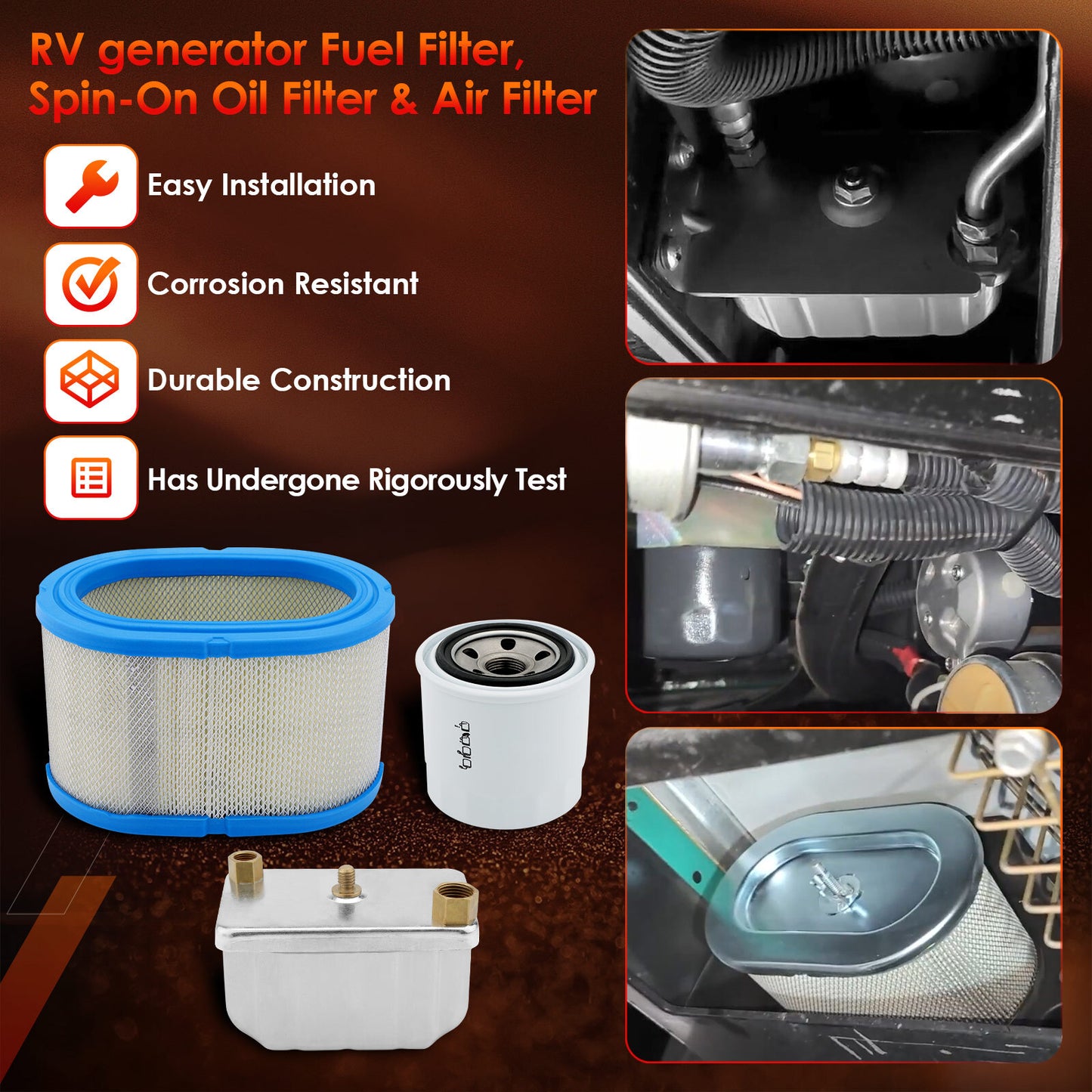 Air Oil Fuel Filter Kit For Fleetguard Onan Cummins HDKAH HDKAJ HDCAA 1492513