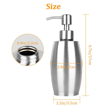 375ML Sink Soap Dispenser Kitchen Stainless Steel Hand Liquid Pump Lotion Bottle