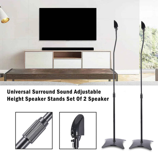Solid Spare Universal Surround Sound Adjustable Height Speaker Stands Set Of 2 Speaker