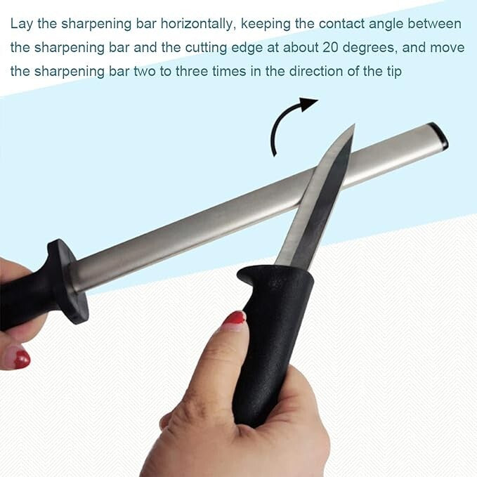 10 Inch Diamond Knife Sharpening Steel Honing Rod Oval Stick Kitchen Sharpener