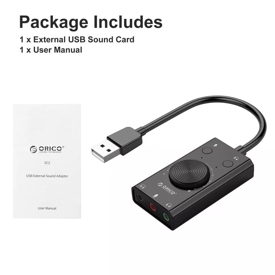 Black USB External Sound Card Virtual 7.1 Channel Adapter Plug For PC Laptop PS5