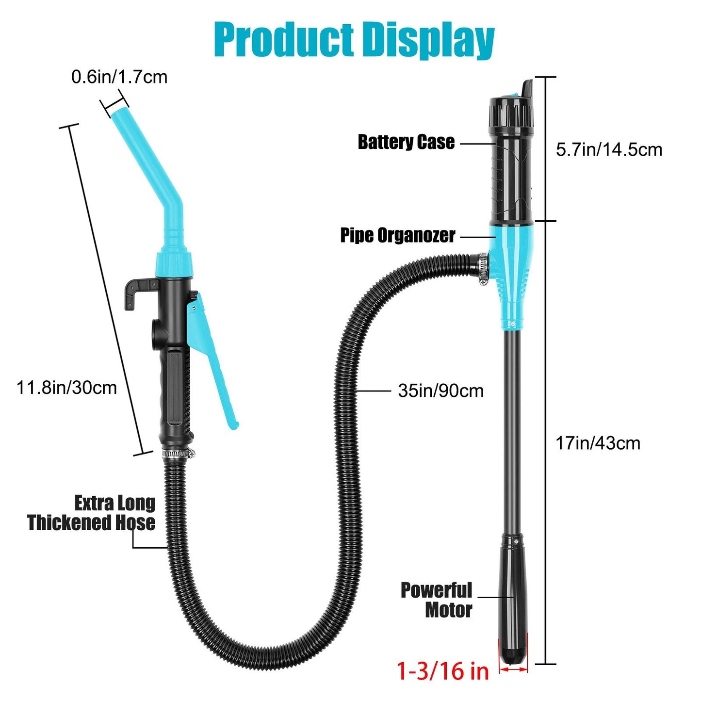 Liquid Transfer Siphon Pump 2.4 GPM Battery Powered For Gasoline Oil Water Fuel