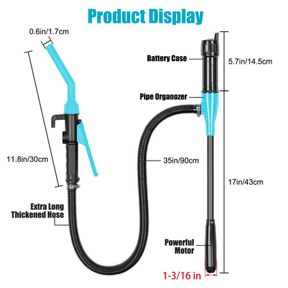 Liquid Transfer Siphon Pump 2.4 GPM Battery Powered For Gasoline Oil Water Fuel