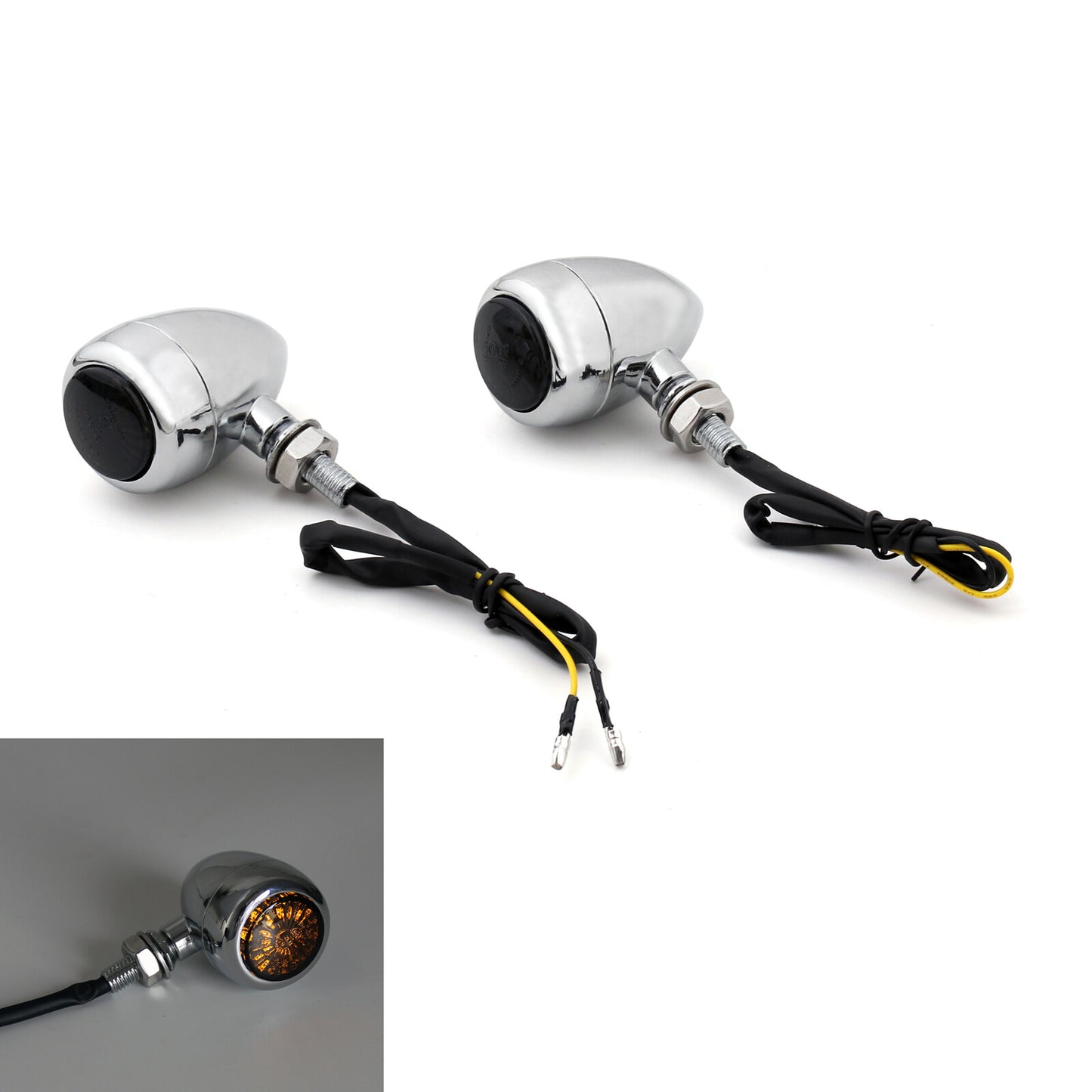 Motorcycle Bullet Turn Signals Indicators Fit For Chopper Cafe Racer CHR US