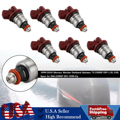 6PCS 75-90-115-200-225 Fuel Injectors 37001 For Mercury Outboard Mariner 804528