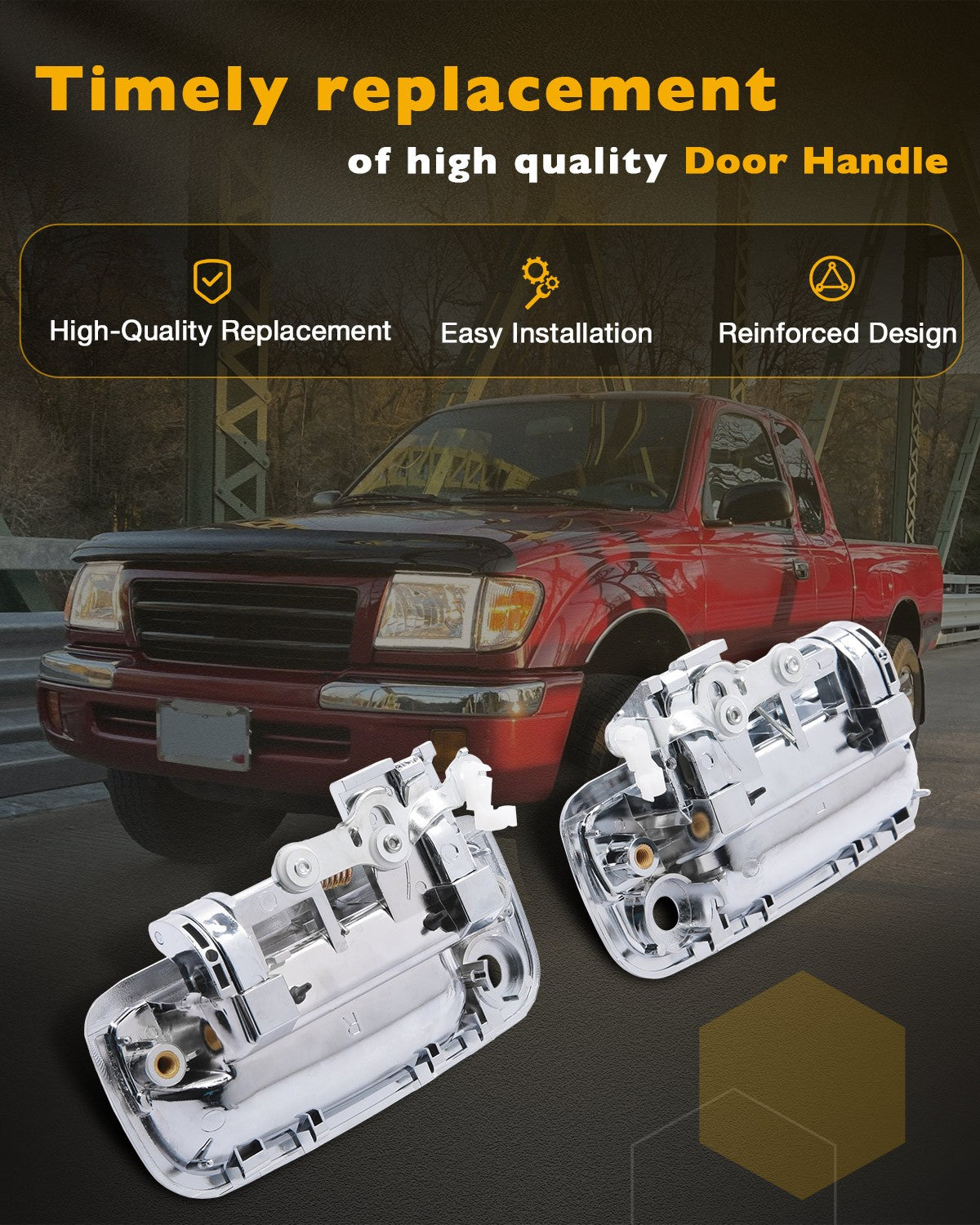2Pcs Front Exterior Door Handles w/ Lock Cylinders For 95-12 Toyota Tacoma Hilux