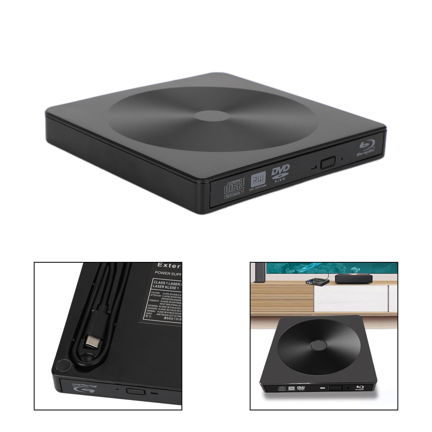 USB 3.0 External DVD Drive BD Player Read/Write 2IN1 Portable Burner US.