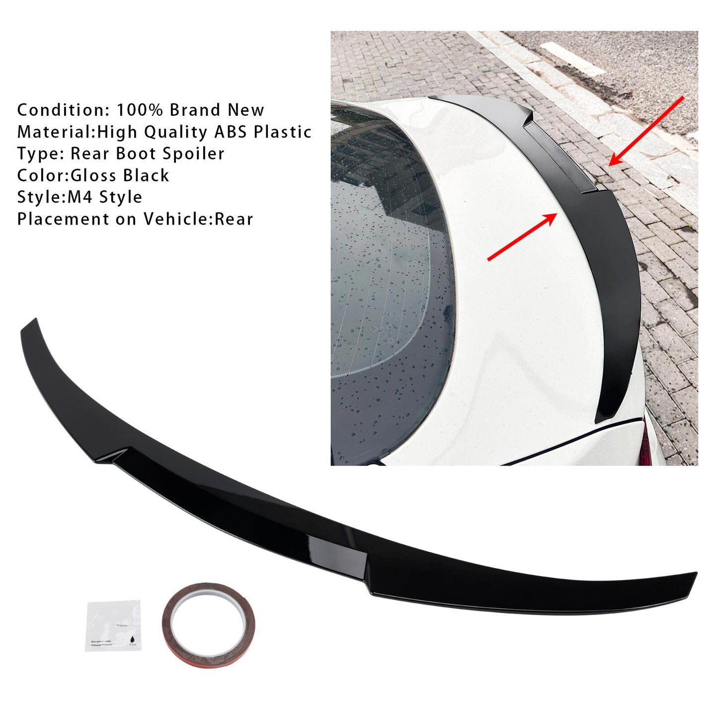 Gloss Black Rear Boot Spoiler For BMW 4 Series F36 14-20 4DR Coupe M4 Style
