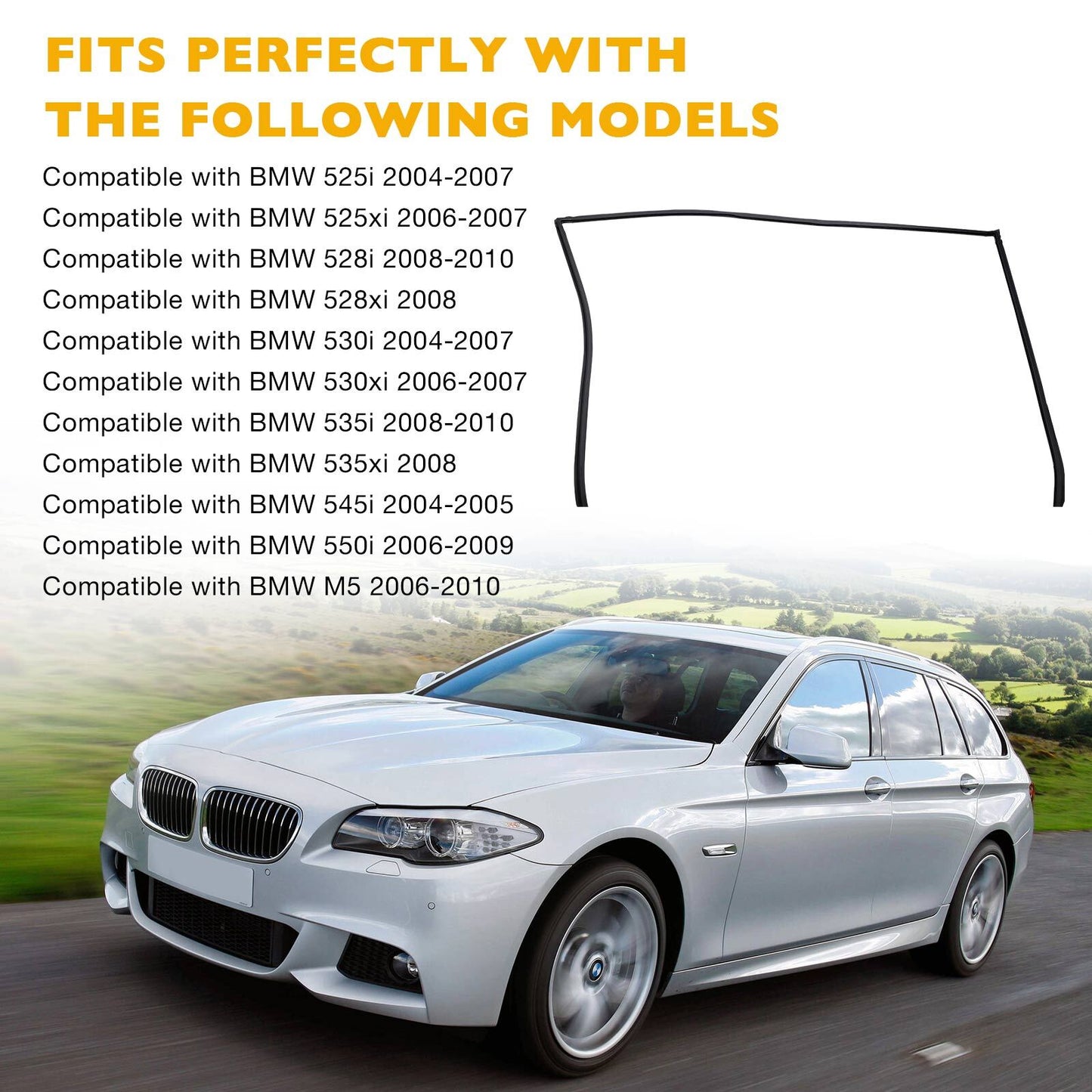 Rear Windshield Upper Moulding Trim Seal For 2004-10 BMW 5 Series 51317027916