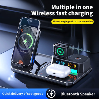 6in1 Magnetic Wireless Charger Bluetooth Speaker Night Light for iPhone, iWatch