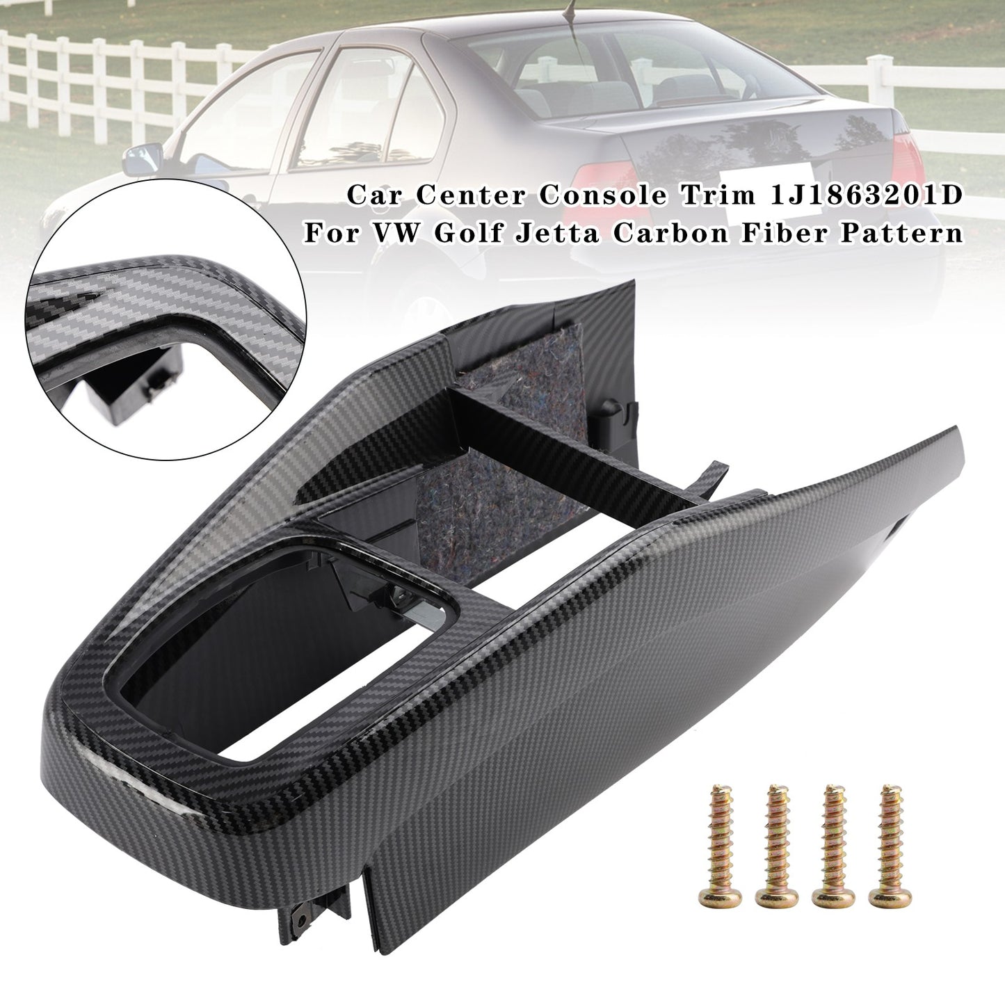 Car Center Console Trim 1J1863201D For VW Golf Jetta Carbon Fiber Pattern