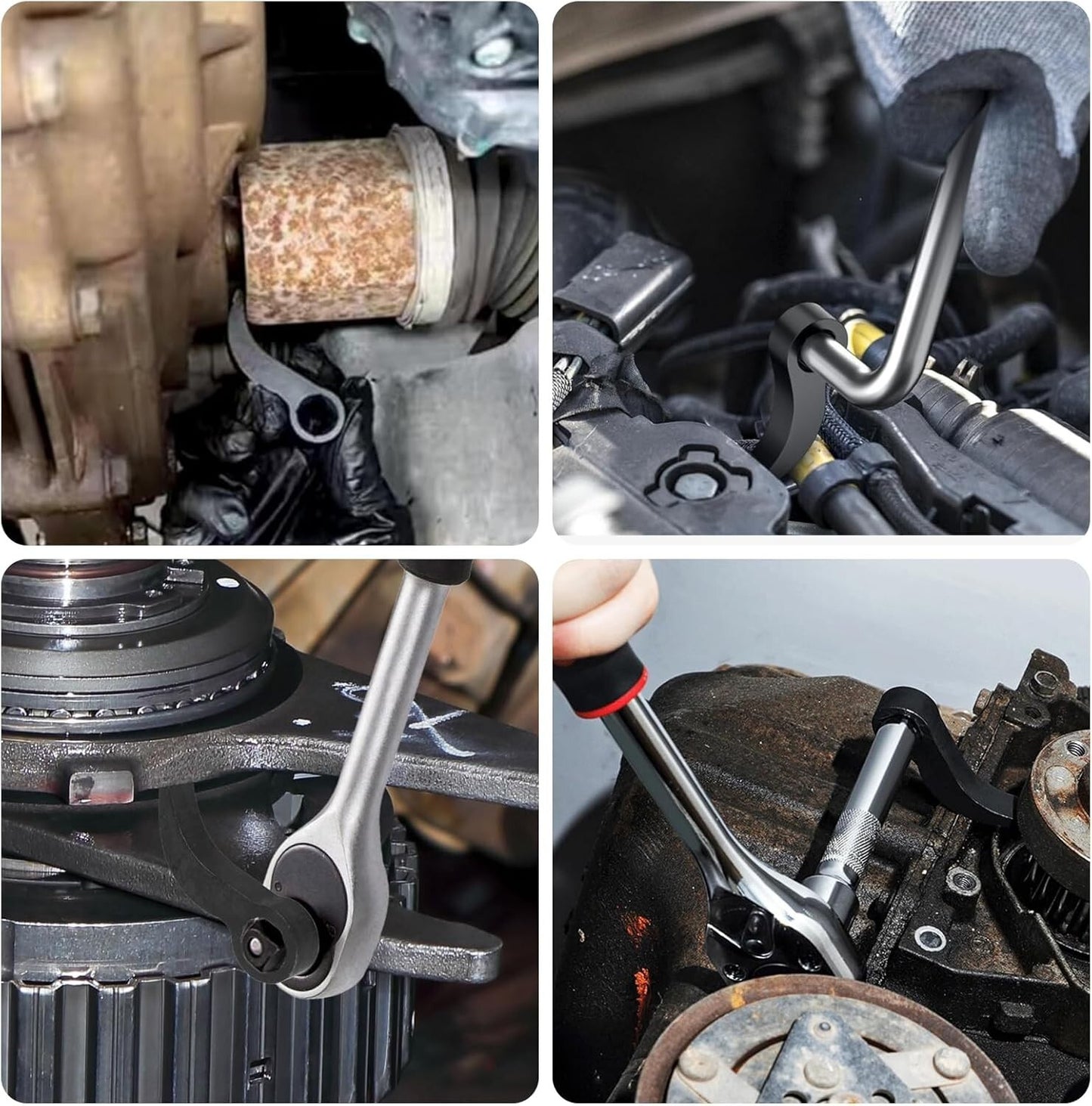 2PCS Pry Bar Wrench Adapter Head Half Shaft Removal Crowbar Ratchet Tool 1/2 in.