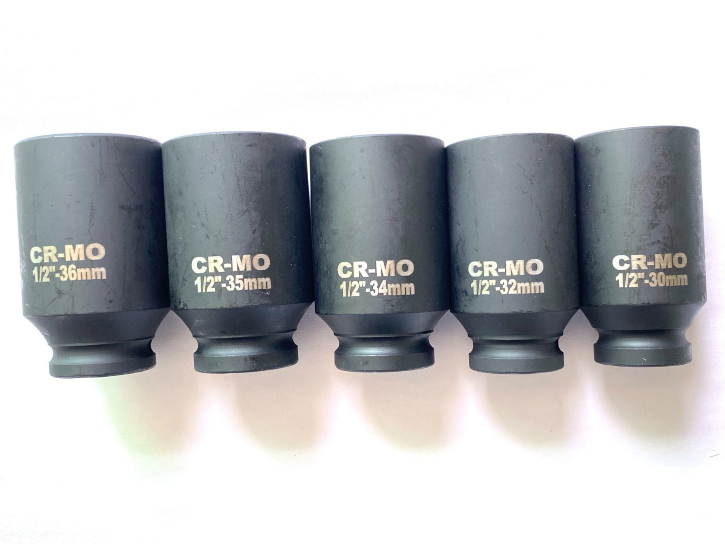 1/2'' Drive 12 POINT 5pcs Deep Spindle Axle Nut Socket Set 30 32 34 35 36mm