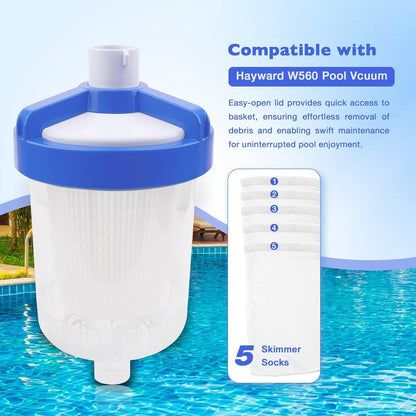 In-line Pool Leaf Catcher Canister w/Basket For Hayward W560 PoolVac Pool Vacuum