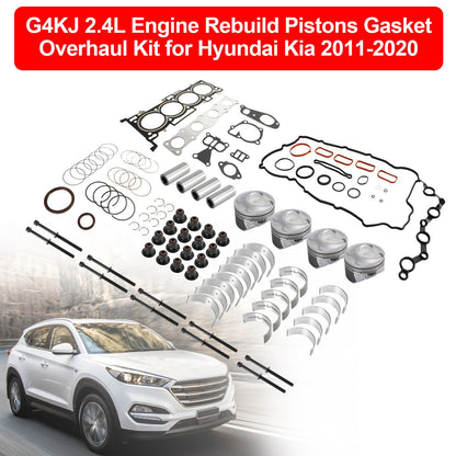 G4KJ 2.4L Engine Rebuild Pistons Gasket Overhaul Kit for Hyundai Kia 2011-20