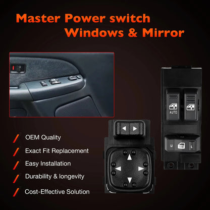 Power Window Door & Mirror Switch For 00-02 Chevy Silverado GMC Sierra 1500 2500