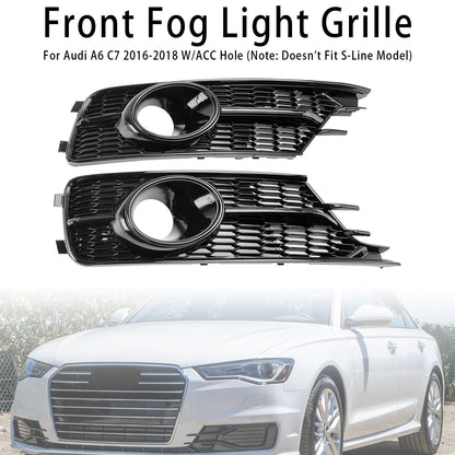 ??Pair Front Bumper Lower Light Cover Grille Fit AUDI A6 C7 2016-2018 W/ACC Hole