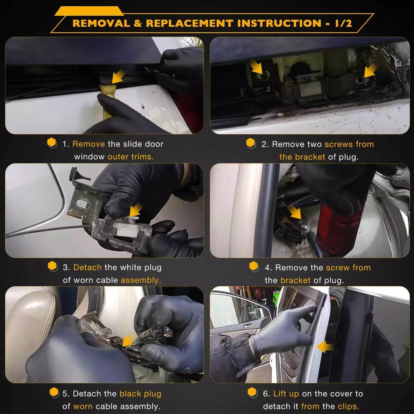 2Pcs Power Sliding Door Cable Kit fFor Toyota Sienna 2004-2010 Rear Left & Right