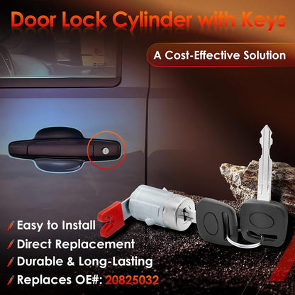 Door Lock Cylinder w/ Keys For 2007-14 Chevy GMC Silverado Sierra 1500 Cadillac