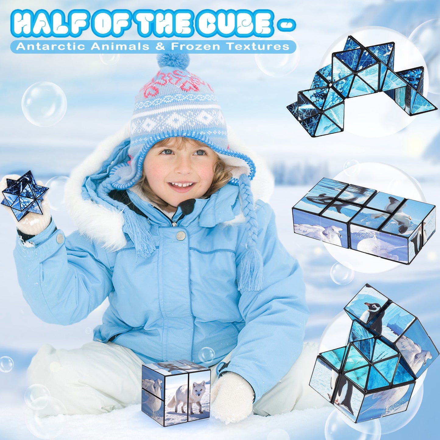 2 In 1 North South Poles Style Star Magic Cube For Kid And Adult Toy Ages 8-12