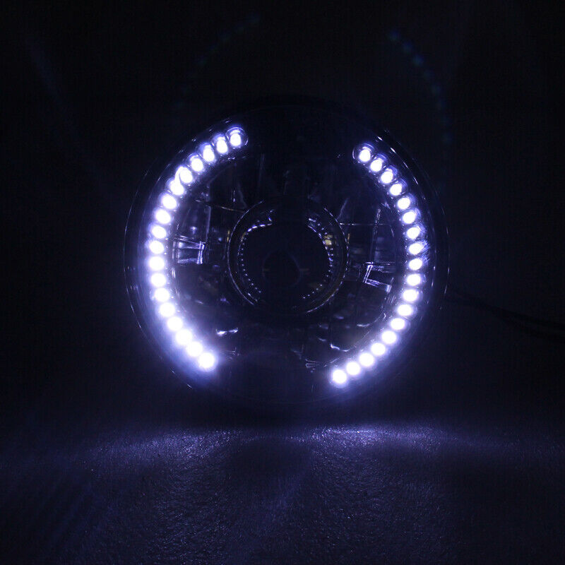 2Pcs 7" inch Round LED Headlights White Halo For Mazda Miata MX-5 MX5 1990-1997