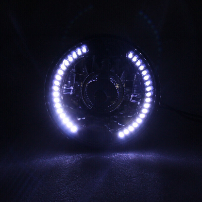 2Pcs 7" inch Round LED Headlights White Halo For Mazda Miata MX-5 MX5 1990-1997