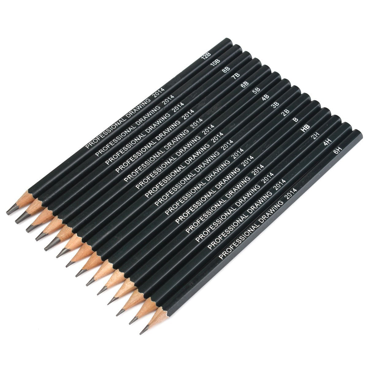Drawing Sketching Pencil Set - 14 Pieces, Graphite (12B - 6H)