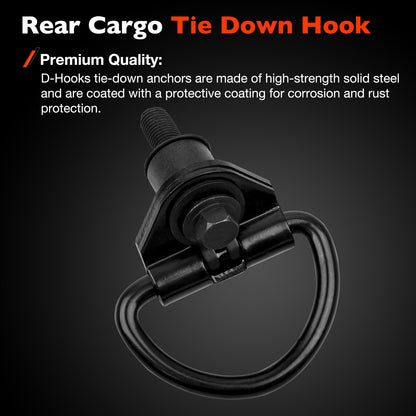 6x Black Steel Rear Cargo D-Hooks For 2015-2024 Ford Transit 150 250 350 350HD