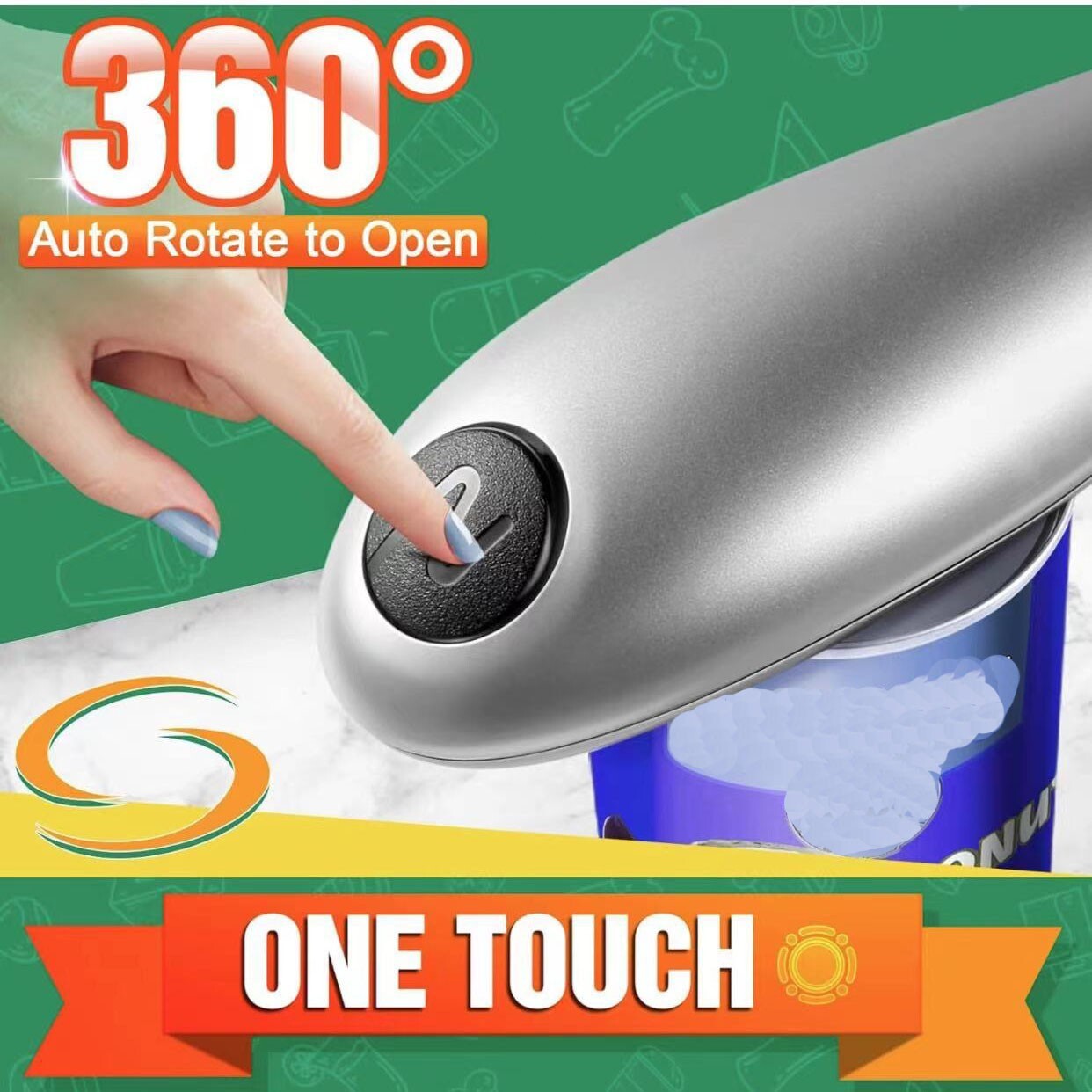 Electric Can Opener Automatic Cutting Smooth Edge Stainless Steel Kitchen Gadget
