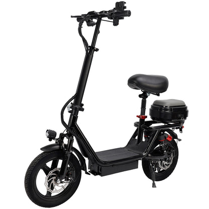 Electric Folding Scooter 48V 500W 14" Tires w/ Basket Commuter E-Bike 20MPH*