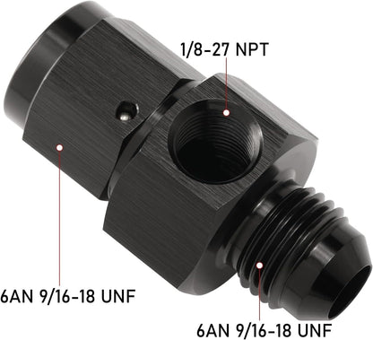 Fuel Pressure Fitting 6AN Male to Female with 1/8 NPT Gauge Port Hose Adapter