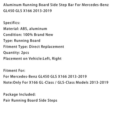Aluminum Running Board Side Step Bar For Mercedes-Benz GL450 GLS X166 2013-2019