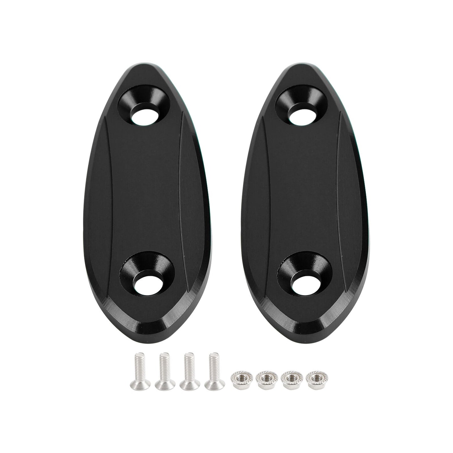 Black mirror delete blanking block off plates fits Kawasaki ZX-6R ZX6R 2009~2012