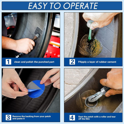 62X Heavy Duty Tire Repair Kit DIY Punctures Flat for Car Motorcycle Plug Patch
