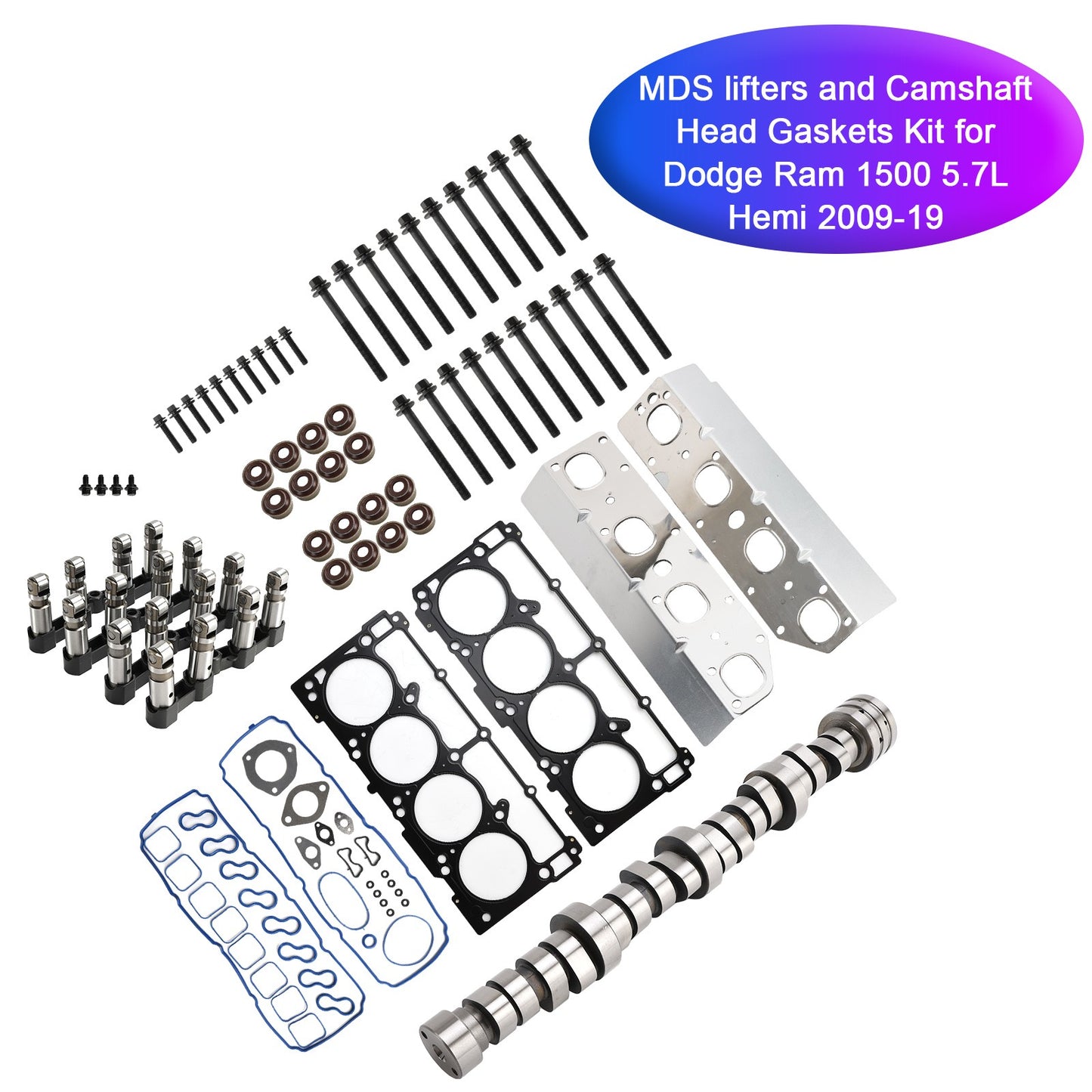 MDS lifters and Camshaft Head Gaskets Kit for Dodge Ram 1500 5.7L Hemi 2009-19