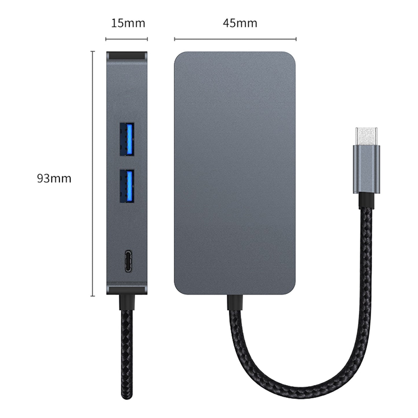 6 in 1 TYPE-C to RJ45 Gigabit USB 3.2 HDMI PD100W Interface Hub for MacBook iPad