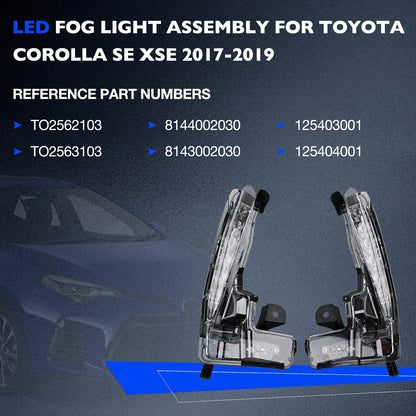 LED DRL Daytime Running Fog Light Lamp Kit For 2017-2019 Toyota Corolla SE XSE