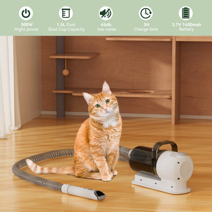 5 In 1 Pet Grooming Kit Vacuum Suction Professional Pet Hair Clipper
