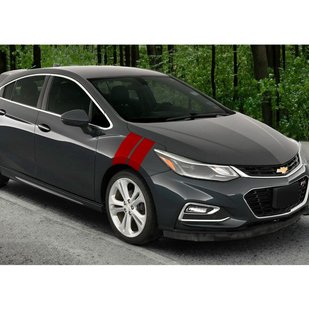 4" Dual Fender Stripe Hash Mark Stripe Decal Graphic Kit For Chevy Cruze