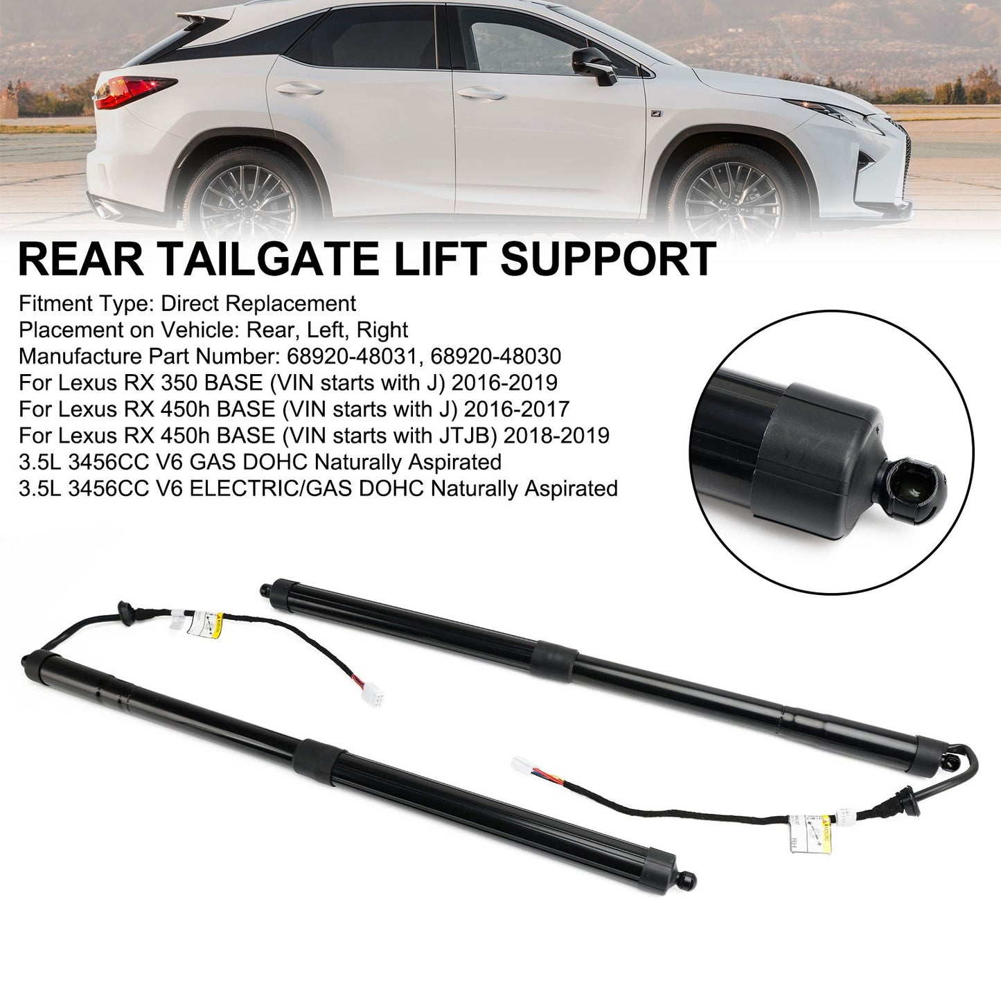 2PCS Rear Tailgate Support Struts 6892048031 Fit Lexus RX350 RX450h 2016-2019.