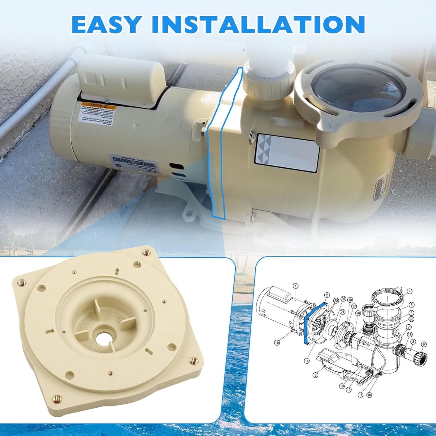 356012 Seal Plate Almond For Pentair SuperFlo Sta-Rite Pool Pump Mounting Plate