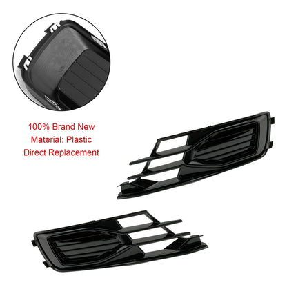 2PCS Front Bumper Foglight Cover Grill Grille Fit Audi A6 C7 2014-2018 Black