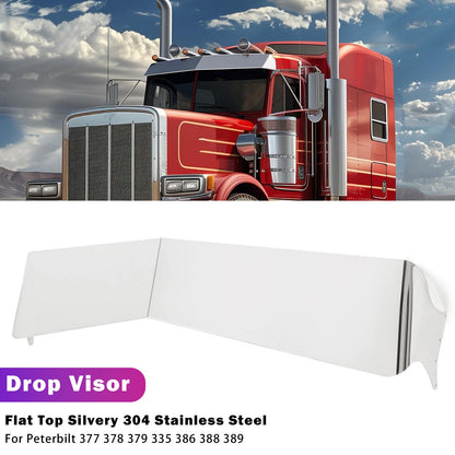 Flat Top Silvery Drop Visor For Peterbilt 377 378 379 335 386 388 389