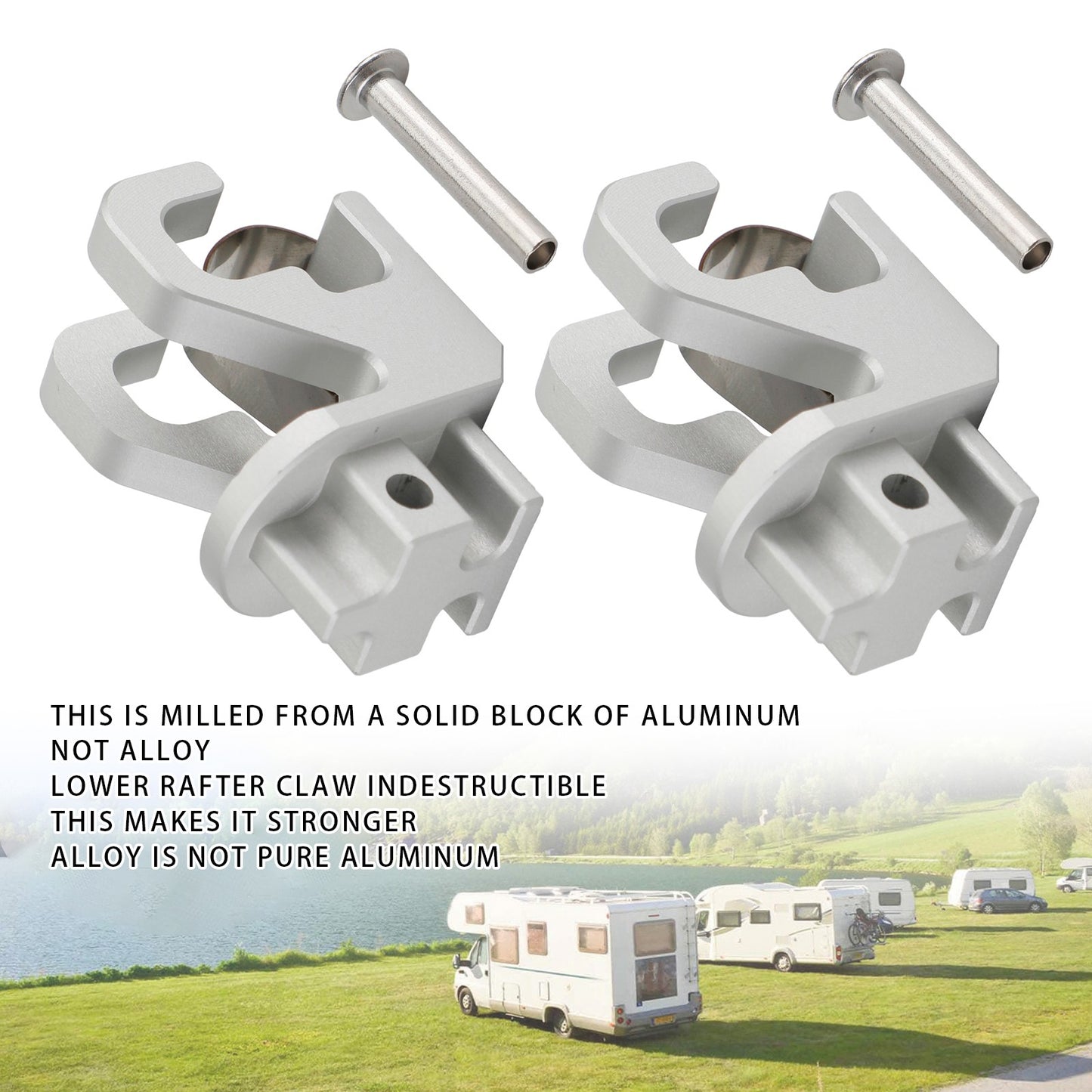 2PCS Alminum RV Rafter Claw Satin Hardware For Dometic SUNCHASER II Awning