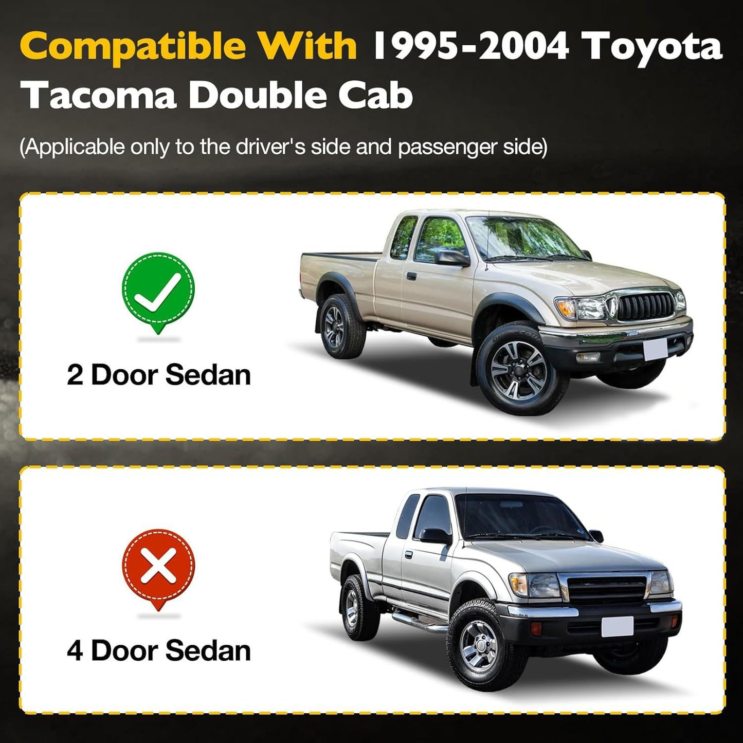 2X Front Weatherstrip Door Window Moulding Trim Seal Set For 95-04 Toyota Tacoma